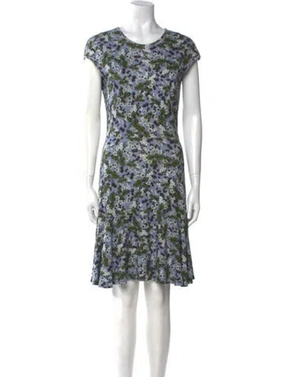Pre-owned Erdem Floral Print Knee-length Dress In Blue