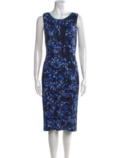 Pre-owned Erdem Floral Print Knee-length Dress In Blue