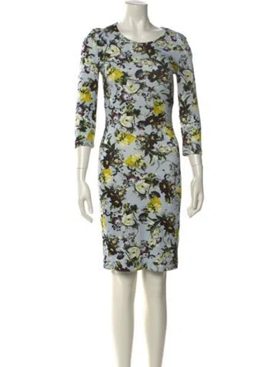 Pre-owned Erdem Floral Print Knee-length Dress In Blue