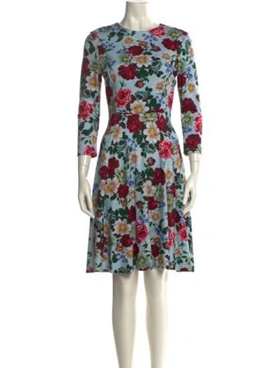 Pre-owned Erdem Floral Print Knee-length Dress In Blue