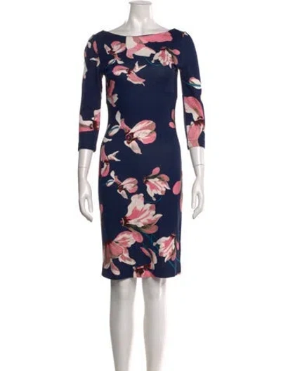 Pre-owned Erdem Floral Print Knee-length Dress In Blue