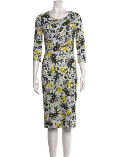 Pre-owned Erdem Floral Print Knee-length Dress In Blue