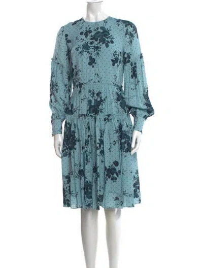 Pre-owned Erdem Floral Print Knee-length Dress In Blue