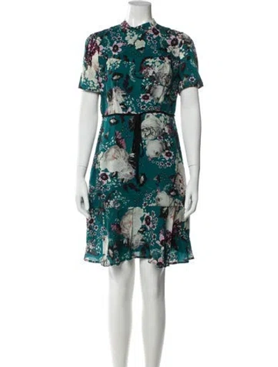 Pre-owned Erdem Floral Print Knee-length Dress In Blue