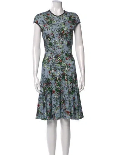 Pre-owned Erdem Floral Print Knee-length Dress In Blue
