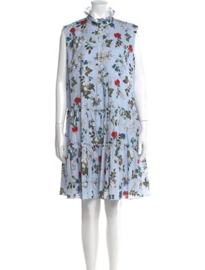 Pre-owned Erdem Floral Print Knee-length Dress In Blue