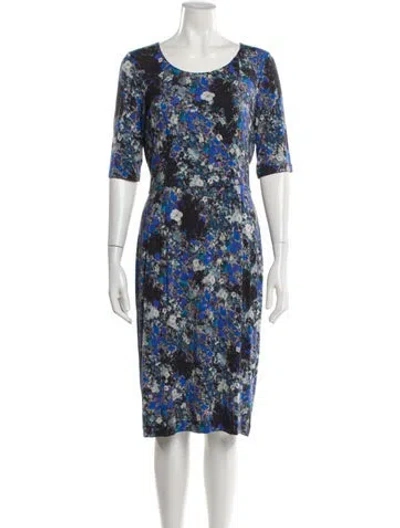 Pre-owned Erdem Floral Print Knee-length Dress In Blue