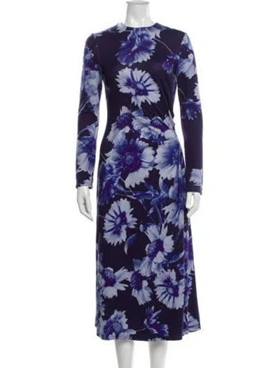 Pre-owned Erdem Floral Print Knee-length Dress In Blue