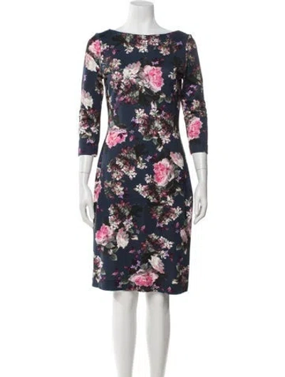 Pre-owned Erdem Floral Print Knee-length Dress In Blue