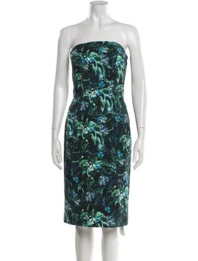 Pre-owned Erdem Floral Print Knee-length Dress In Blue