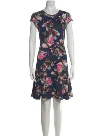 Pre-owned Erdem Floral Print Knee-length Dress In Blue