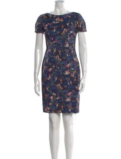 Pre-owned Erdem Floral Print Knee-length Dress In Blue