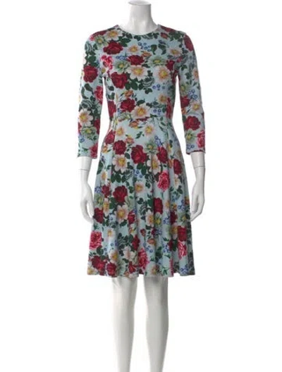 Pre-owned Erdem Floral Print Knee-length Dress In Blue