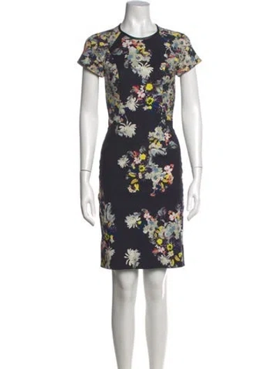 Pre-owned Erdem Floral Print Knee-length Dress In Blue
