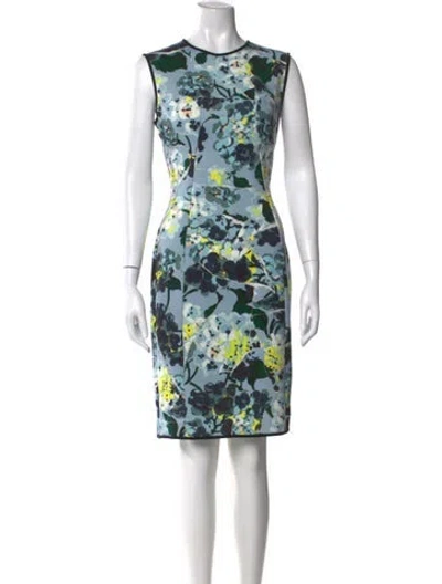 Pre-owned Erdem Floral Print Knee-length Dress In Blue