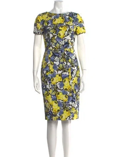 Pre-owned Erdem Floral Print Knee-length Dress In Blue