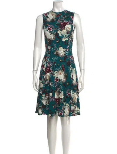 Pre-owned Erdem Floral Print Knee-length Dress In Blue