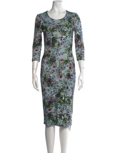 Pre-owned Erdem Floral Print Knee-length Dress In Blue