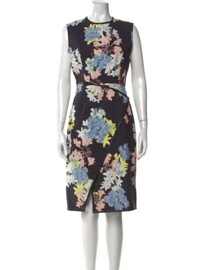 Pre-owned Erdem Floral Print Knee-length Dress In Blue