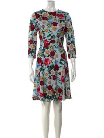 Pre-owned Erdem Floral Print Knee-length Dress In Blue