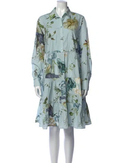Pre-owned Erdem Floral Print Knee-length Dress In Blue