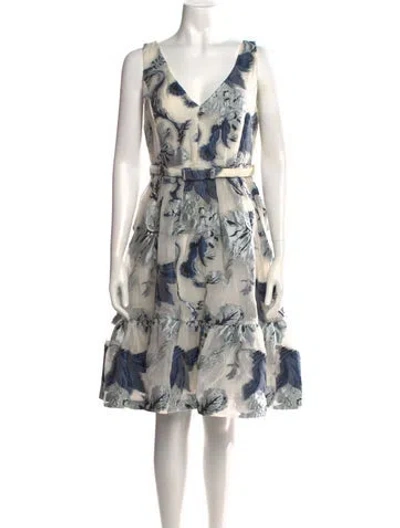 Pre-owned Erdem Floral Print Knee-length Dress In Blue