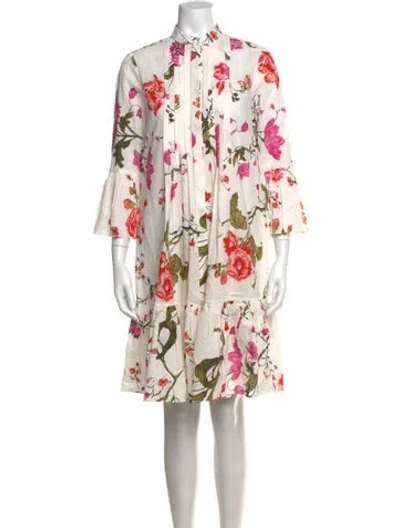 Pre-owned Erdem Floral Print Knee-length Dress In Blue