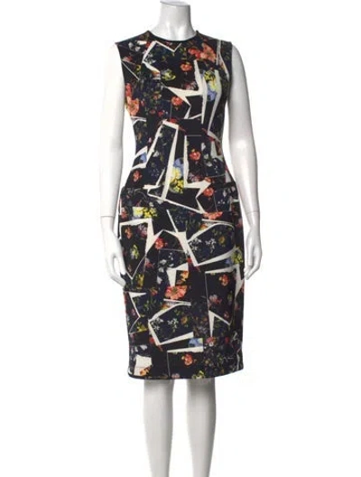 Pre-owned Erdem Floral Print Knee-length Dress In Blue