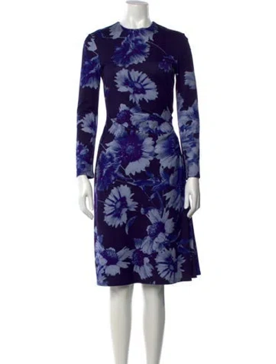 Pre-owned Erdem Floral Print Knee-length Dress In Blue