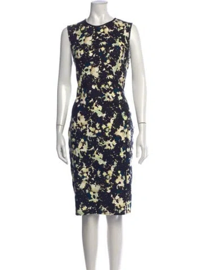 Pre-owned Erdem Floral Print Knee-length Dress In Blue