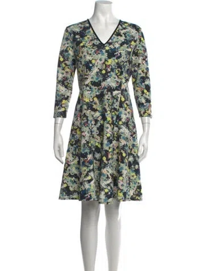 Pre-owned Erdem Floral Print Knee-length Dress In Blue