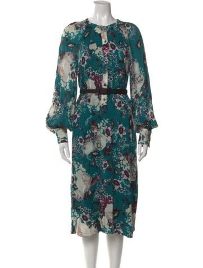 Pre-owned Erdem Floral Print Knee-length Dress In Blue