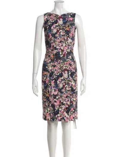 Pre-owned Erdem Floral Print Knee-length Dress In Blue/pink