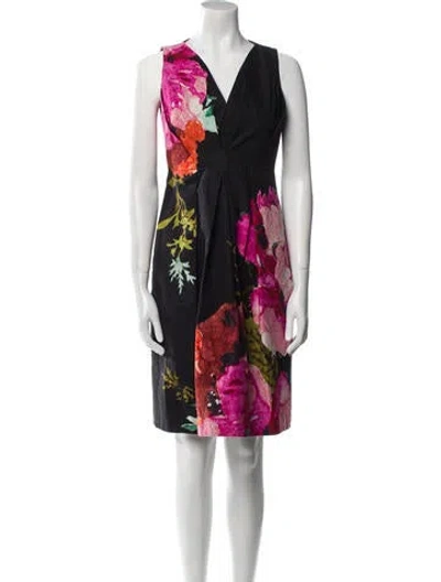 Pre-owned Erdem Floral Print Knee-length Dress In Brown