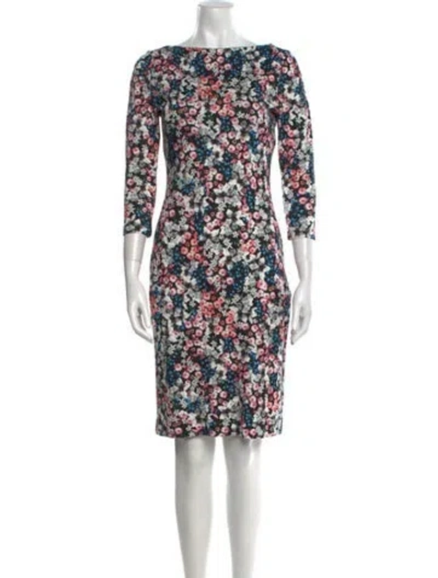 Pre-owned Erdem Floral Print Knee-length Dress In Gray