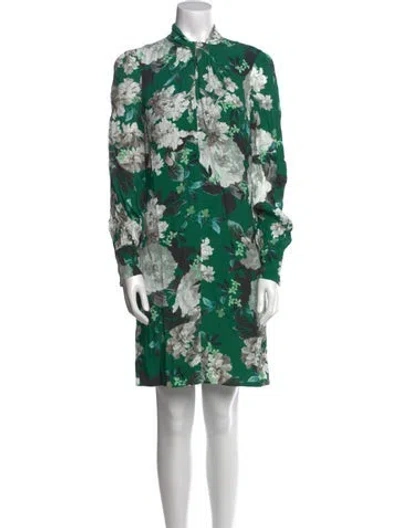 Pre-owned Erdem Floral Print Knee-length Dress In Green