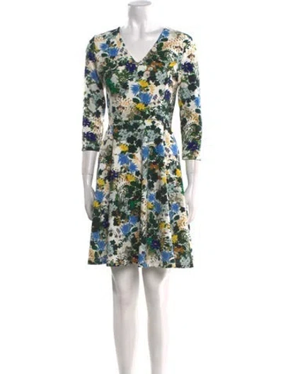 Pre-owned Erdem Floral Print Knee-length Dress In Green