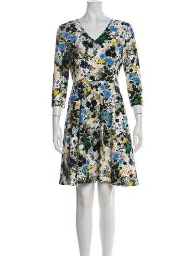 Pre-owned Erdem Floral Print Knee-length Dress In Green