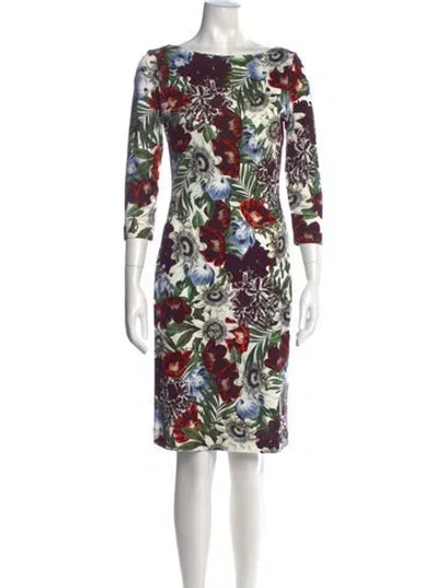 Pre-owned Erdem Floral Print Knee-length Dress In Green