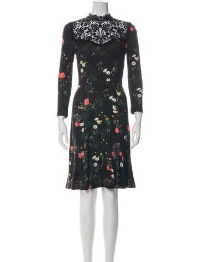 Pre-owned Erdem Floral Print Knee-length Dress In Green