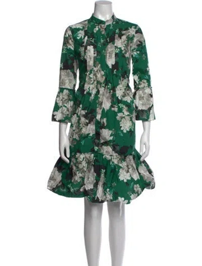 Pre-owned Erdem Floral Print Knee-length Dress In Green