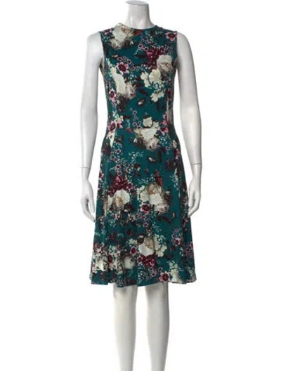 Pre-owned Erdem Floral Print Knee-length Dress In Green