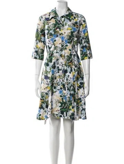Pre-owned Erdem Floral Print Knee-length Dress In Green