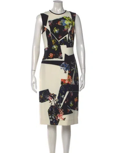 Pre-owned Erdem Floral Print Knee-length Dress In Neutral