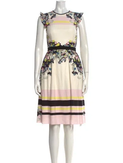 Pre-owned Erdem Floral Print Knee-length Dress In Neutral