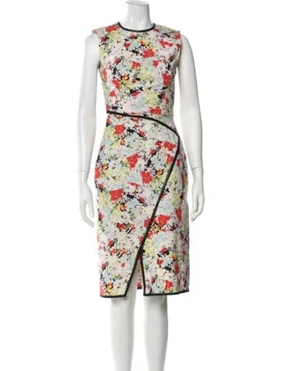 Pre-owned Erdem Floral Print Knee-length Dress In Neutral