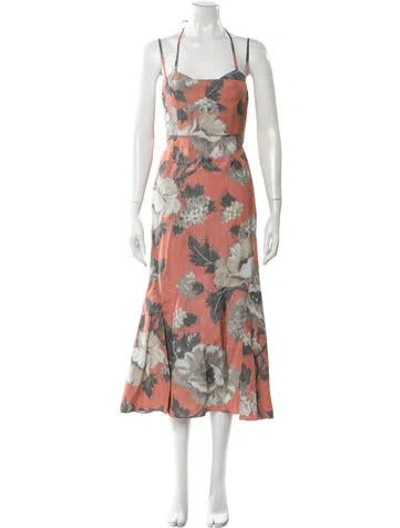 Pre-owned Erdem Floral Print Knee-length Dress In Orange