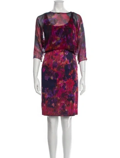 Pre-owned Erdem Floral Print Knee-length Dress In Pink