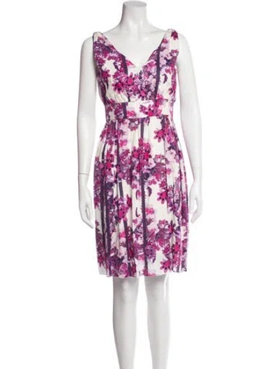 Pre-owned Erdem Floral Print Knee-length Dress In Purple