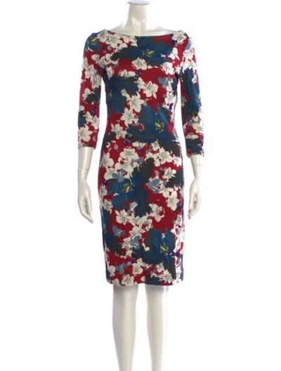 Pre-owned Erdem Floral Print Knee-length Dress In Red